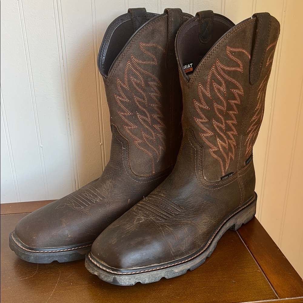 Ariat groundbreaker, steel toe, Men's Dark Brown Western Boots leather size 11D